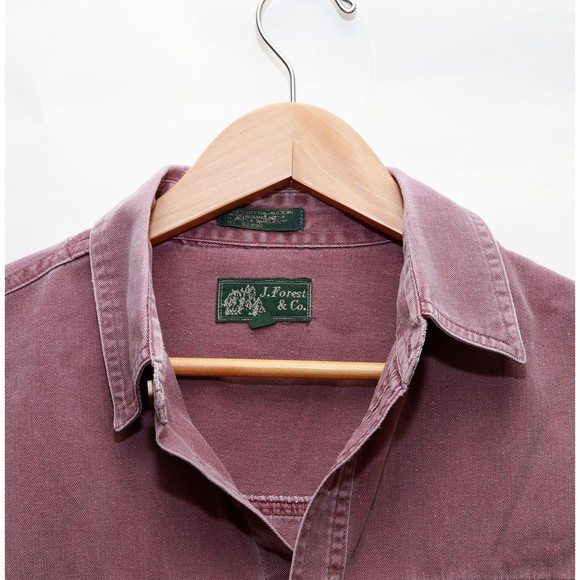 Vtg Red Plaid J Forest & Co Heavyweight 2-Pocket Flannel Button Shirt L Cotton - Picture 2 of 10